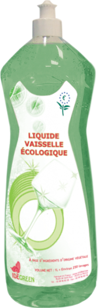 Liquide vaisselle écolabel IDEGREEN pour une vaisselle qui brille